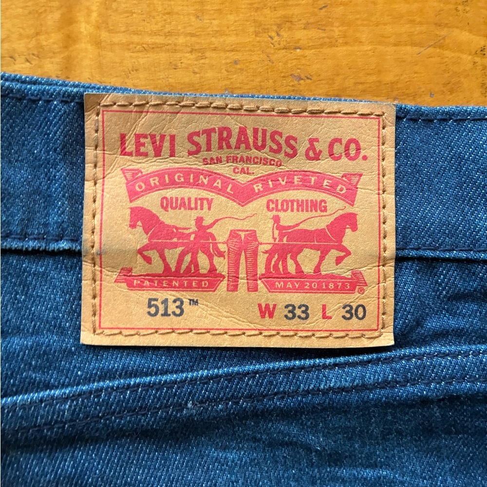 Levi's 513 Jeans Mens 33 x 30 Blue Slim Straight Stretch Mid Rise  Denim